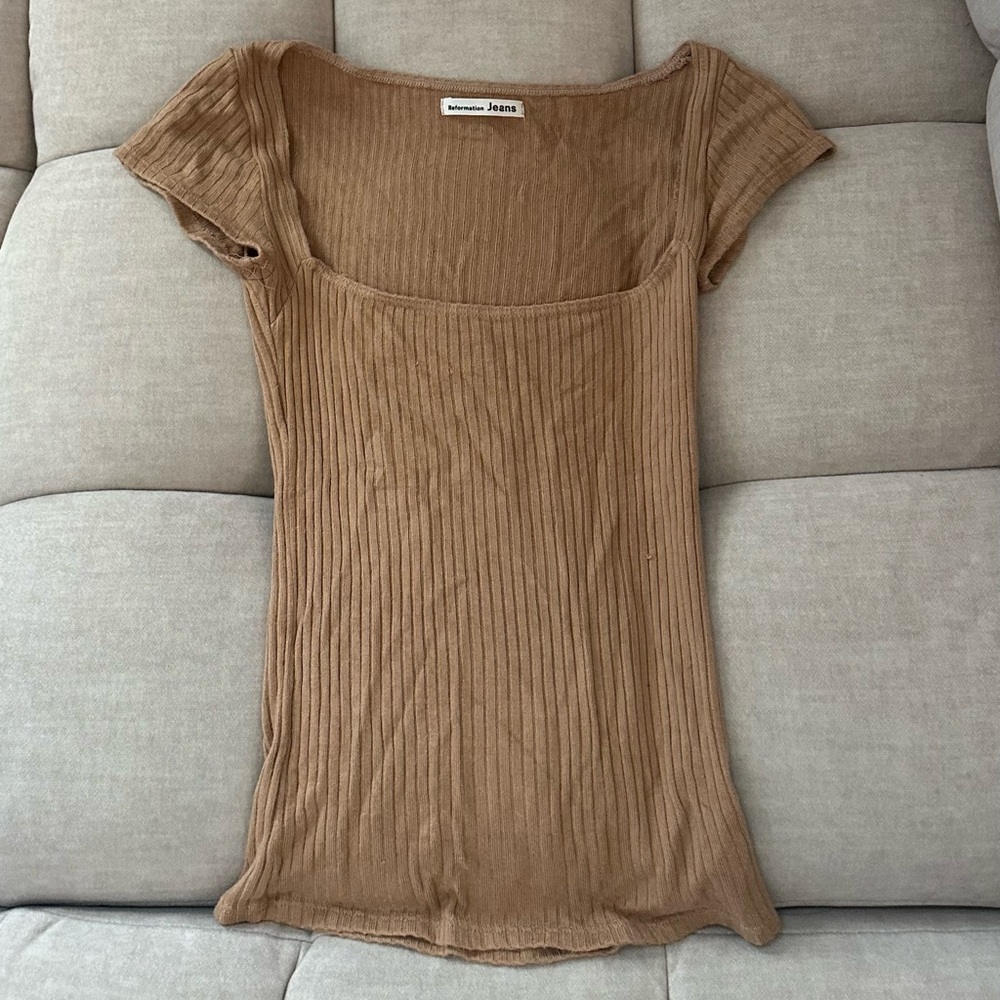Reformation Bardot Top in Brown